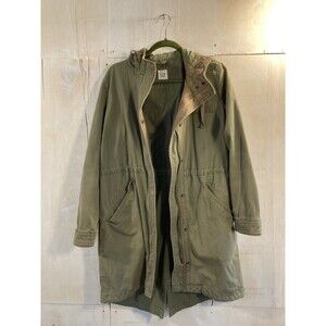 GAP Oversized Fall Jacket 2 In 1 Parka Hood Canvas Twill Sz S Utility Army Green